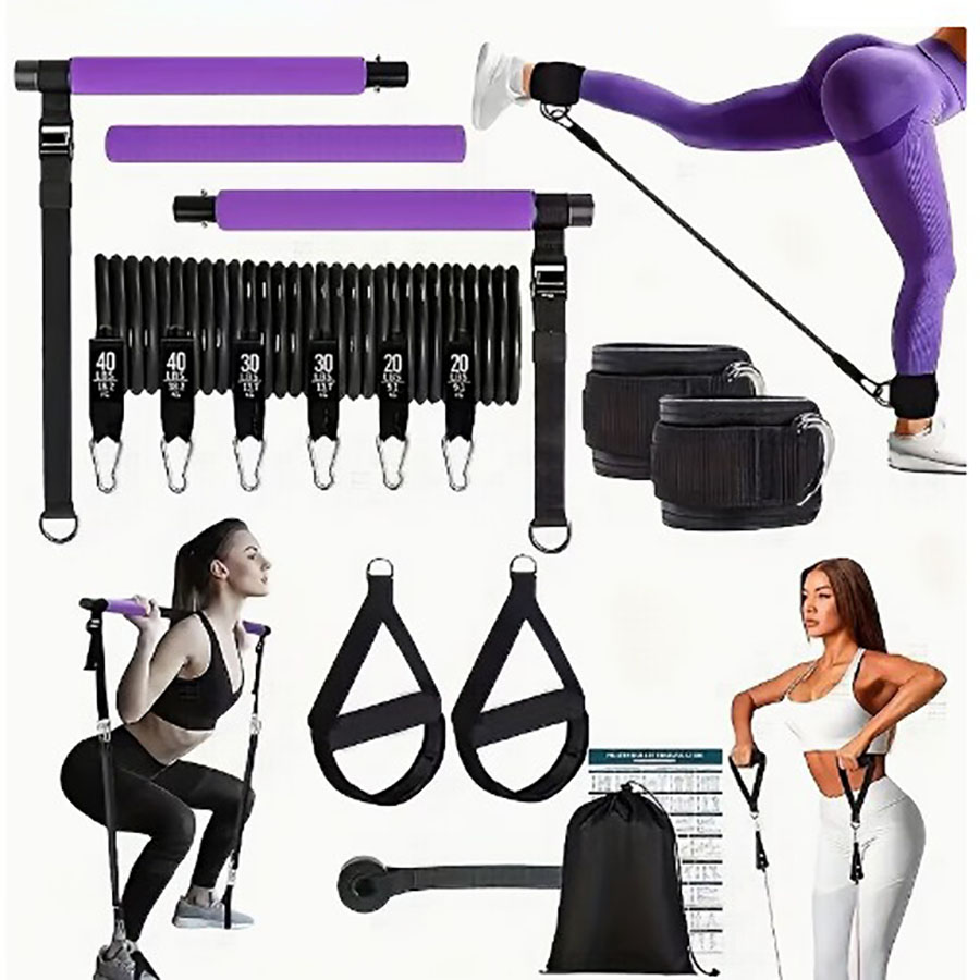 Pilates Bar Kit With Resistance Bands - Zestaw do ćwiczeń z taśmami oporowymi