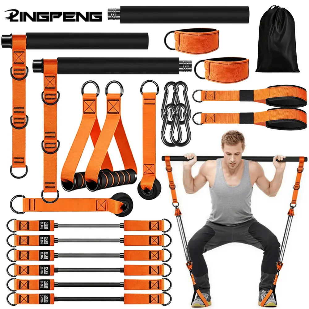Pilates Bar Kit With Resistance Bands - Zestaw do pilatesu w domu z